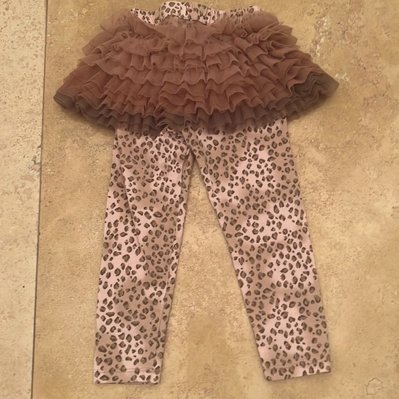 Kate Mack Pink Leopard Print Tutu Leggings and Puff Shoulder Top Size 2/2T - Picture 11 of 11
